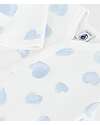 Petit Bateau Tutina Intera in Tessuto Felpato Spazzolato - Bianco con Cuori Azzurri - 100% Cotone Tutine Lunghe