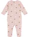 Petit Bateau Tutina Intera in Tessuto Felpato Spazzolato - Rosa - Stelle e Cuori - 100% Cotone Tutine Lunghe