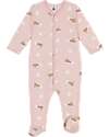 Petit Bateau Tutina Intera in Tessuto Felpato Spazzolato - Rosa - Stelle e Cuori - 100% Cotone Tutine Lunghe