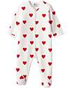 Petit Bateau Tutina Intera Manica Lunga - con Piedini - Bianca - Cuori - 100% Cotone Bio Tutine Lunghe