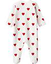 Petit Bateau Tutina Intera Manica Lunga - con Piedini - Bianca - Cuori - 100% Cotone Bio Tutine Lunghe