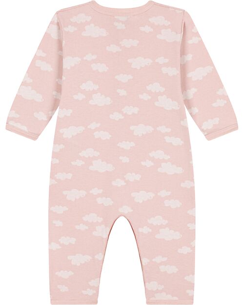 Petit Bateau Tutina Intera Manica Lunga - Senza Piedini - Nuvole - Rosa - 100% Cotone Bio Tutine Lunghe