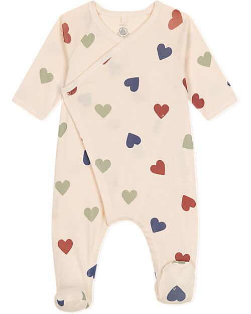 Petit Bateau Tutina Intera Maniche Lunghe - Cuori - 100% Cotone Bio Tutine Lunghe