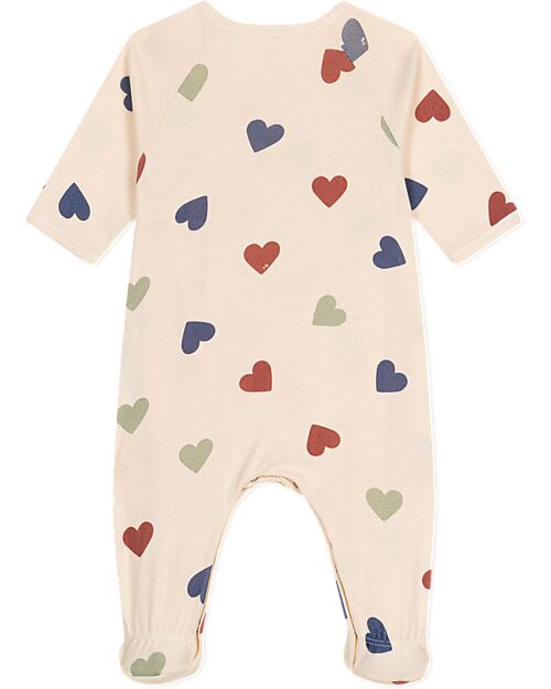 Petit Bateau Tutina Intera Maniche Lunghe - Cuori - 100% Cotone Bio Tutine Lunghe