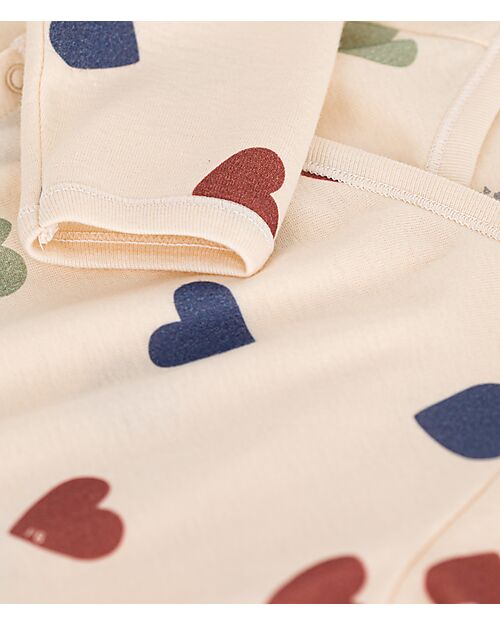 Petit Bateau Tutina Intera Maniche Lunghe - Cuori - 100% Cotone Bio Tutine Lunghe