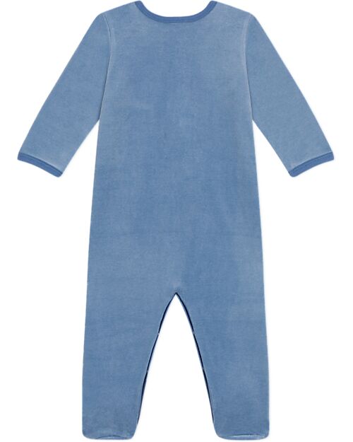 Petit Bateau Tutina Intera Maniche Lunghe in Ciniglia - Azzurro - 100% Cotone Tutine Lunghe
