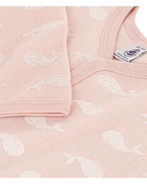 Petit Bateau Tutina Intero Manica Lunga in Ciniglia - Rosa - Balene Tutine Lunghe
