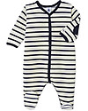 Petit Bateau Tutina Maniche Lunghe Righe Marinière, Panna e Blu - Ciniglia Tutine Lunghe