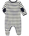 Petit Bateau Tutina Maniche Lunghe Righe Marinière, Panna e Blu - Ciniglia Tutine Lunghe