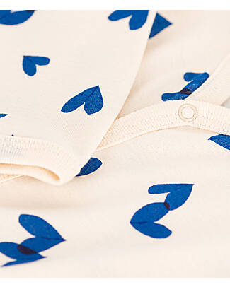Petit Bateau Tutina/Pigiama - Cuori Blu - Crema - 100% Cotone Bio Pigiami