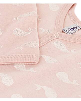 Petit Bateau Tutina/Pigiama Intero Manica Lunga in Ciniglia - Rosa - Balene Tutine Lunghe