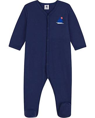Petit Bateau Tutina Pigiama Manica Lunga - Blu - 100% Cotone Organico Pigiami