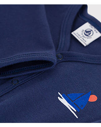 Petit Bateau Tutina Pigiama Manica Lunga - Blu - 100% Cotone Organico Pigiami