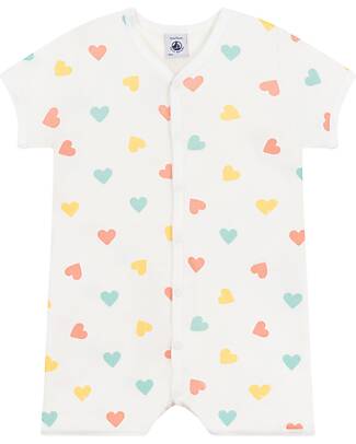 Petit Bateau Tutina Senza Piedi Notte - 100% Cotone - Cuori Tutine Corte