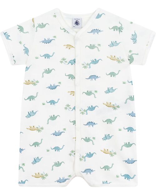 Petit Bateau Tutina Senza Piedi Notte - 100% Cotone - Dinosauri Tutine Corte