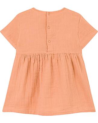 Petit Bateau Vestito a Maniche Corte - Rosa Sienna - con Volant Frontale - 100% Cotone Vestiti_