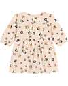 Petit Bateau Vestito Maniche Lunghe con Voulant - Crema - Fiori - 100% Cotone Vestiti_