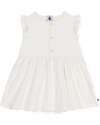 Petit Bateau Vestito Smanicato con Voulant - Bianco - Taglio Svasato - Cotone Bio Vestiti_