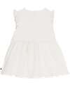 Petit Bateau Vestito Smanicato con Voulant - Bianco - Taglio Svasato - Cotone Bio Vestiti_