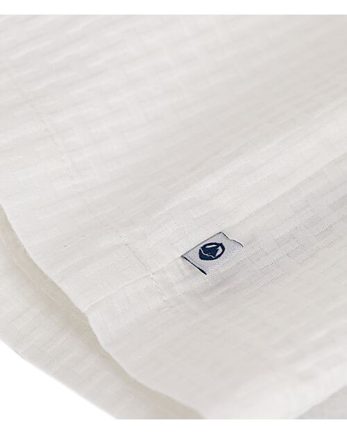 Petit Bateau Vestito Smanicato con Voulant - Bianco - Taglio Svasato - Cotone Bio Vestiti_