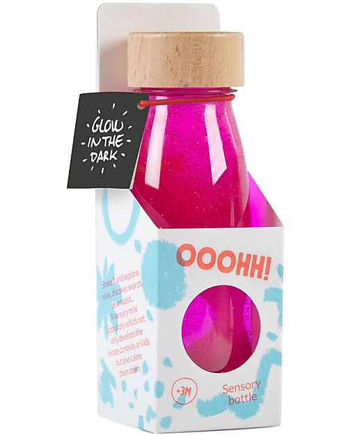 Petit Boum Bottiglia Sensoriale Float Bottle - Rosa Fluo - Colori e Luci - Brilla al Buio! Giochi Sensoriali_