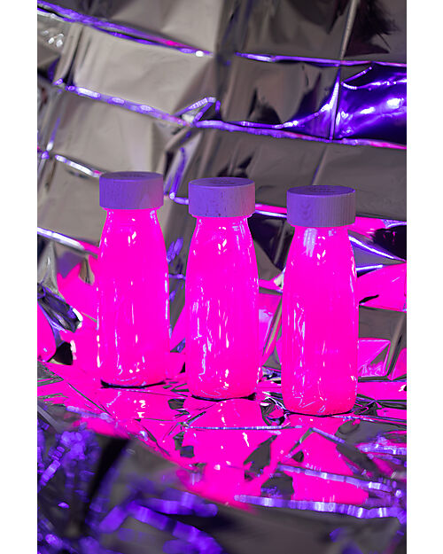 Petit Boum Bottiglia Sensoriale Float Bottle - Rosa Fluo - Colori e Luci - Brilla al Buio! Giochi Sensoriali_