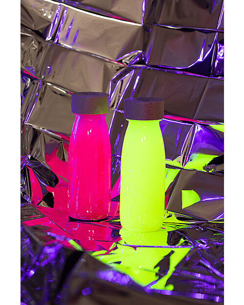 Petit Boum Bottiglia Sensoriale Float Bottle - Rosa Fluo - Colori e Luci - Brilla al Buio! Giochi Sensoriali_