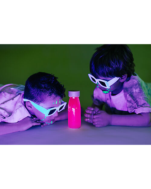 Petit Boum Bottiglia Sensoriale Float Bottle - Rosa Fluo - Colori e Luci - Brilla al Buio! Giochi Sensoriali_