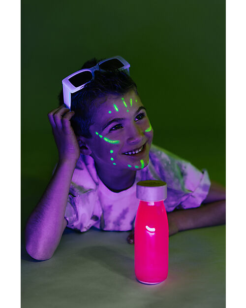 Petit Boum Bottiglia Sensoriale Float Bottle - Rosa Fluo - Colori e Luci - Brilla al Buio! Giochi Sensoriali_