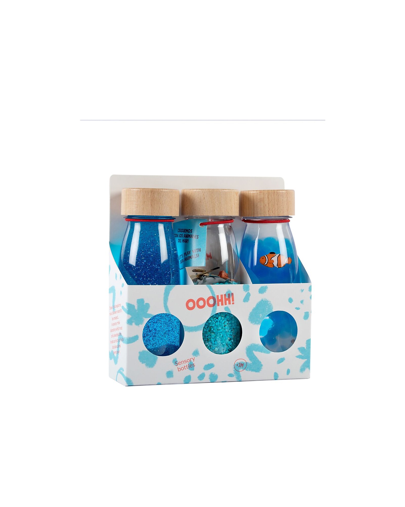 Petit Boum Set 3 Bottiglie Sensoriali - Blu Mare - dai 3 Mesi
