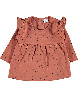 Petit Oh! Abito Dani con Volant - Coriandoli Terra - 100% Cotone Pima Vestiti