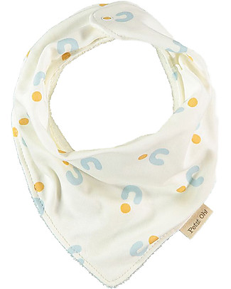 Petit Oh! Bavaglino Bandana - Blu/Ambra - Cotone e Spugna Bavagli a Bandana