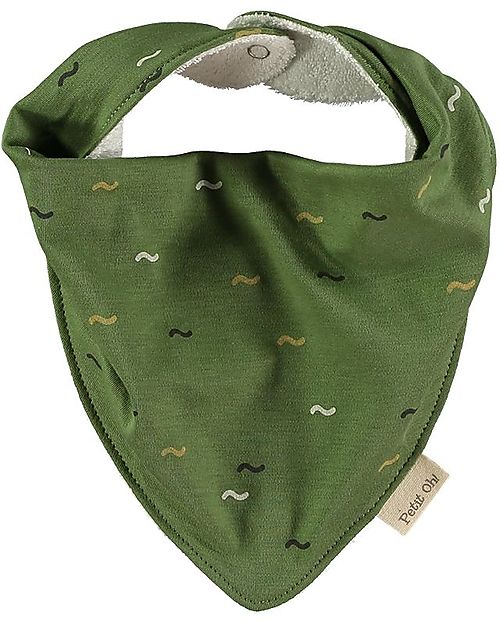 Petit Oh! Bavaglino Bandana - Wave Khaki - Cotone Pima e Spugna Bavagli a Bandana