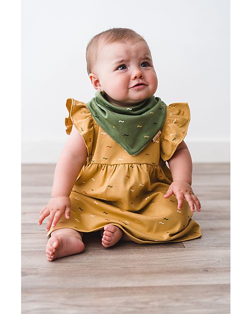 Petit Oh! Bavaglino Bandana - Wave Khaki - Cotone Pima e Spugna Bavagli a Bandana