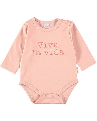 Petit Oh! Body a Manica Lunga - Frase Rose - 100% Cotone Pima Body Manica Lunga