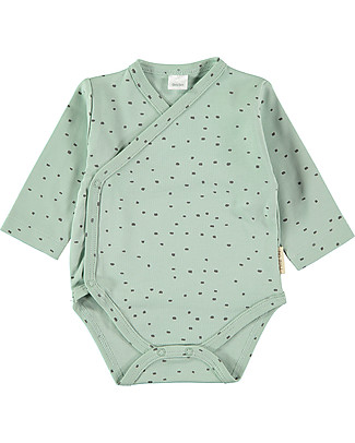 Petit Oh! Body Kimono a Manica Lunga - Coriandoli Celeste - 100% Cotone Pima Body Manica Lunga