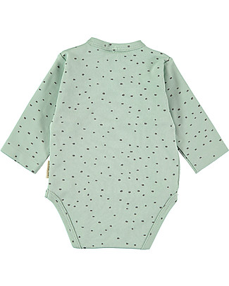 Petit Oh! Body Kimono a Manica Lunga - Coriandoli Celeste - 100% Cotone Pima Body Manica Lunga