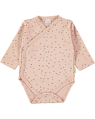 Petit Oh! Body Kimono a Manica Lunga - Coriandoli Rosa - 100% Cotone Pima Body Manica Lunga