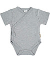 Petit Oh! Body Kimono a Maniche Corte - Plumetti Grigio - 100% Cotone Pima Body Manica Corta
