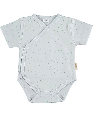 Petit Oh! Body Kimono a Maniche Corte - Stelle Blu - 100% Cotone Pima Body Manica Corta
