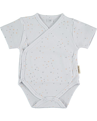 Petit Oh! Body Kimono a Maniche Corte - Stelle Rosa - 100% Cotone Pima Body Manica Corta