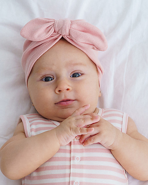 Petit Oh! Cappellino Turbante con Nodo Frontale Lisa - Rose - 100% Cotone Pima Cappelli Estivi