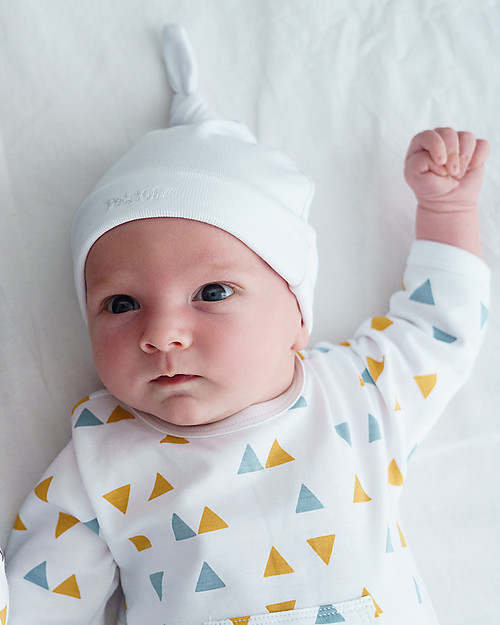 Petit Oh! Cappello Baby con Nodo Bruc, Celeste - Cotone Pima Cappelli Invernali