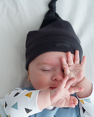 Petit Oh! Cappello Baby con Nodo Bruc, Grigio Ferro - Cotone Pima Cappelli