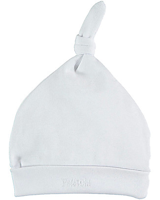 Petit Oh! Cappello con Nodo Bruc - Bianco - 100% Cotone Pima Cappelli Neonato