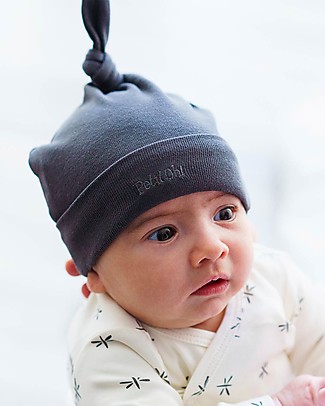 Petit Oh! Cappello con Nodo Bruc - Iron - 100% Cotone Pima Cappelli Invernali