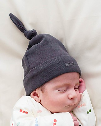 Petit Oh! Cappello con Nodo Bruc - Iron - 100% Cotone Pima Cappelli Invernali