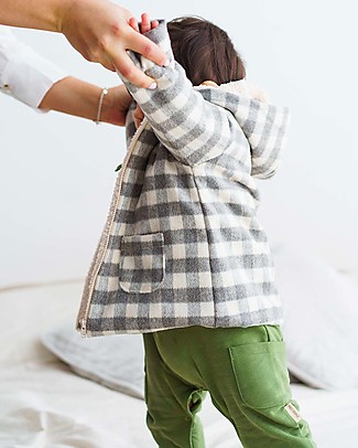 Petit Oh! Cappotto in Lana e Pile Ceci - Grigio - Caldo e Comodo Cappotti