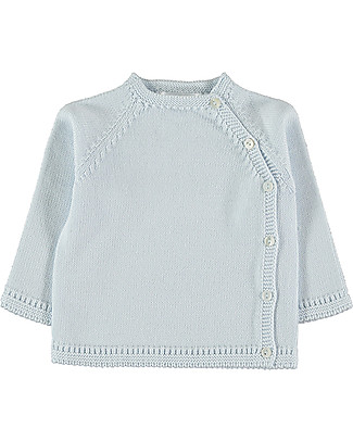 Petit Oh! Cardigan con Apertura Laterale - Celeste - 100% Cotone Cardigan
