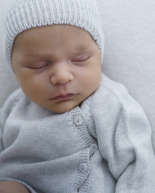 Petit Oh! Cardigan con Apertura Laterale - Celeste - 100% Cotone Cardigan